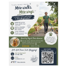 Dog Walking Pet Sitting Business Flyers QR Code