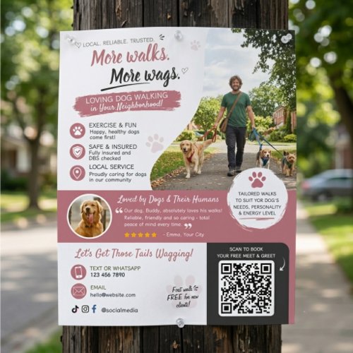 Dog Walking Pet Sitting Business Flyers QR Code