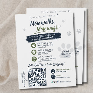 Dog Walking Pet Sitting Business Flyers QR Code