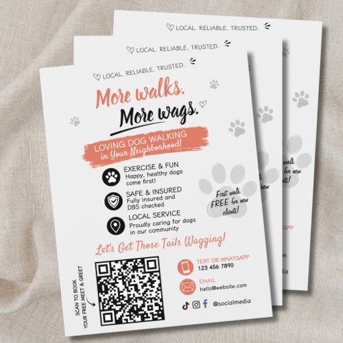 Dog Walking Pet Sitting Business Flyers QR Code