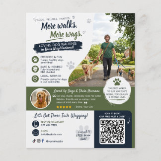 Dog Walking Pet Sitting Business Flyers QR Code