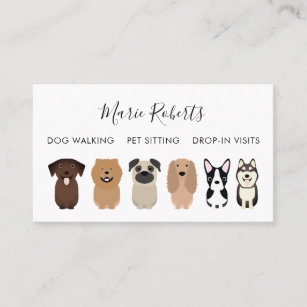 Dog Trainer Dog Lover Business Cards Pet Sitter Pug Business Card,Dog Sitter,Dog Walker