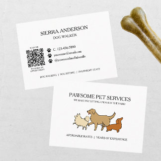 Dog Walking Pet Sitting QR Code Business Card