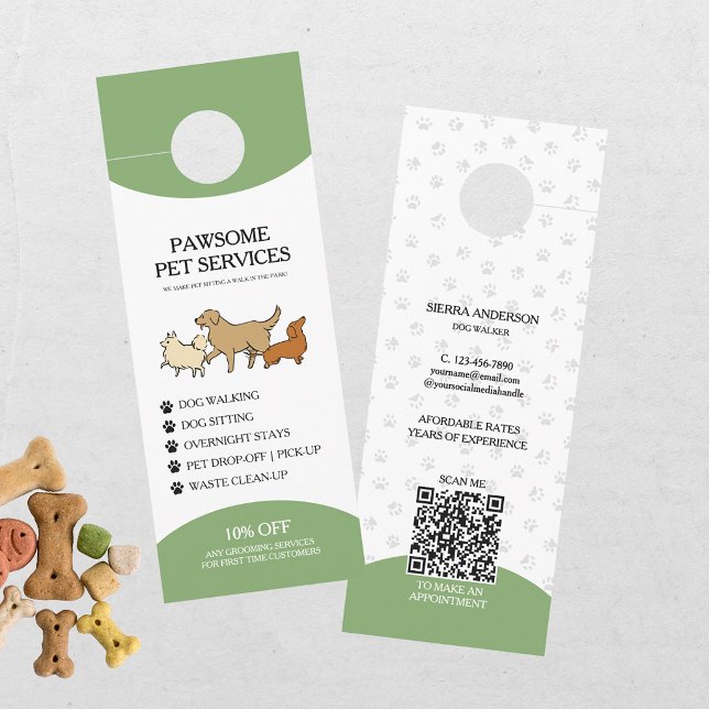 Dog Walking Pet Sitting QR Code Door Hanger (Creator Uploaded)