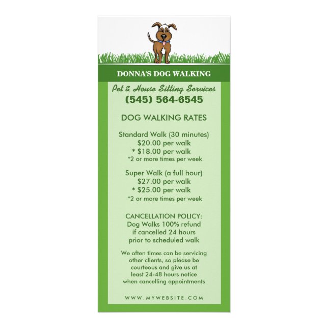 Dog Walking & Pet Sitting Services Rack Card (Front)