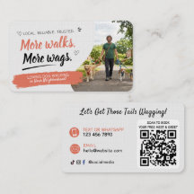 Dog Walking Pet Sitting with QR Code Business Card