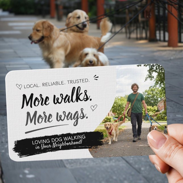 Dog Walking Pet Sitting with QR Code Business Card (Pet walking business cards with qr code)