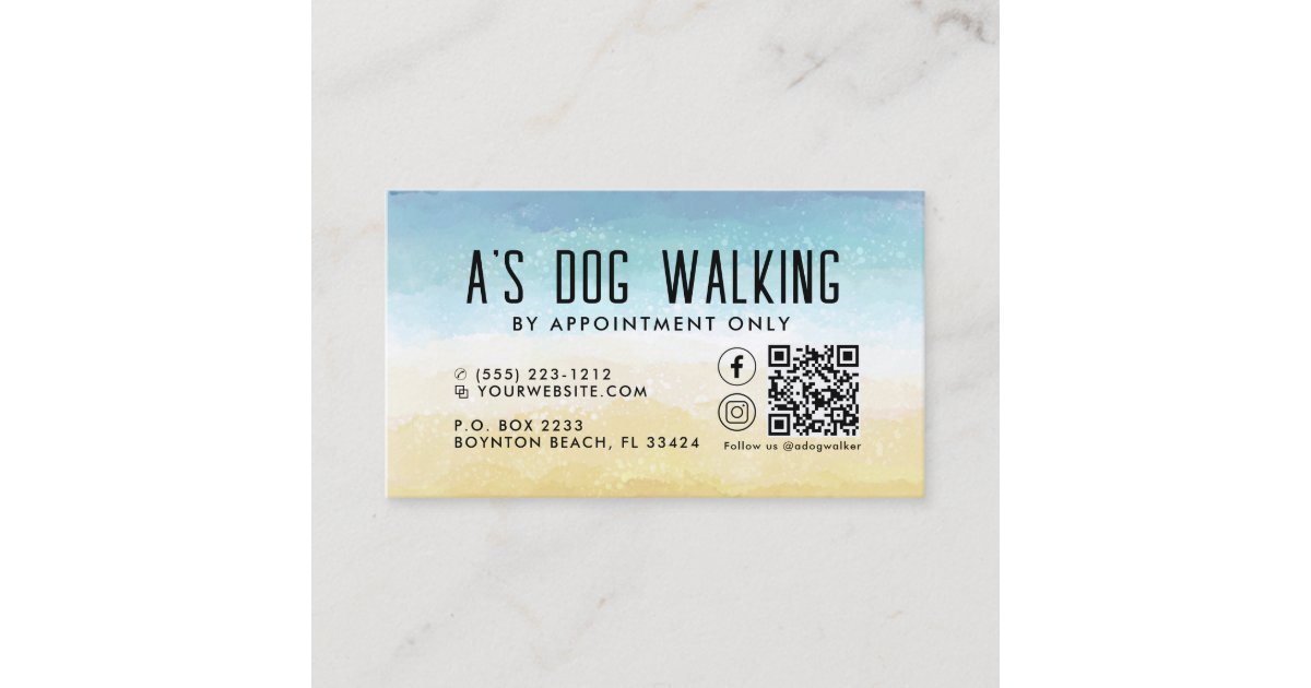 Dog Walking QR Code Photo Business Card | Zazzle