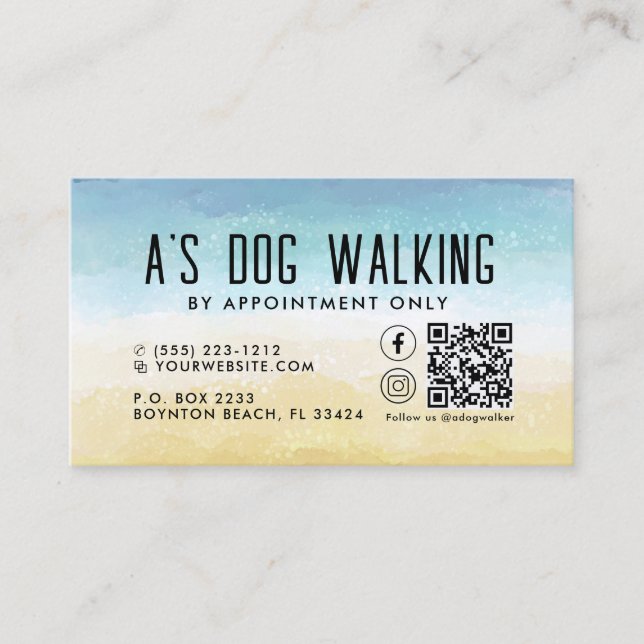 Dog Walking QR Code Photo Business Card (Front)
