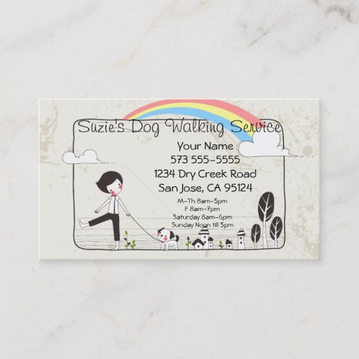 Customizable Dog Walking Service Business Card