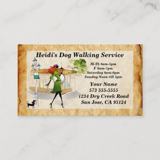 Customizable Dog Walking Service Business Card