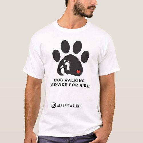 Dog walking service for hire marketing promotional T_Shirt