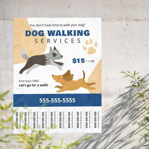 Dog Walking Services Business Tear Off Flyer