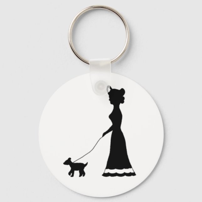 Dog Walking silhouette keychain (Front)