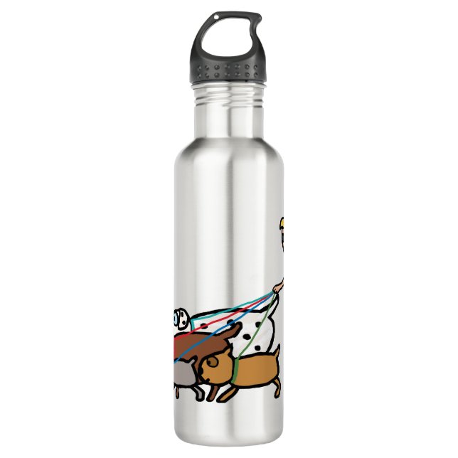 Dog Walking Stainless Steel Water Bottle (Front)