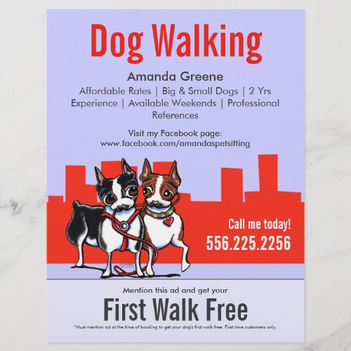 Dog Walking Walker Boston Terriers Coupon Ad Flyer