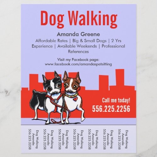 Dog Walking Walker Boston Terriers Tear Sheet