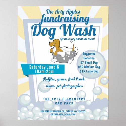 dog wash fundraiser school PTO PTA charity poster