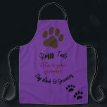 Dog Wash & Groomer Customized Apron<br><div class="desc">Dog Wash and Groomer Apron. Large paw and two smaller paws at the bottom. Editable. Customizable text and name.</div>
