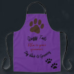 Dog Wash & Groomer Customized Apron<br><div class="desc">Dog Wash and Groomer Apron. Large paw and two smaller paws at the bottom. Editable. Customizable text and name.</div>