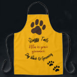 Dog Wash & Groomer Customized Apron<br><div class="desc">Dog Wash and Groomer Apron. Large paw and two smaller paws at the bottom. Editable. Customizable text and name.</div>