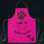 Dog Wash & Groomer Customized Apron<br><div class="desc">Dog Wash and Groomer Apron. Large paw and two smaller paws at the bottom. Editable. Customizable text and name.</div>