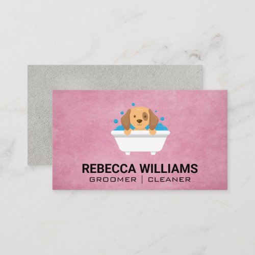 Dog Wash in Bathtub with Soap Bubbles Business Card