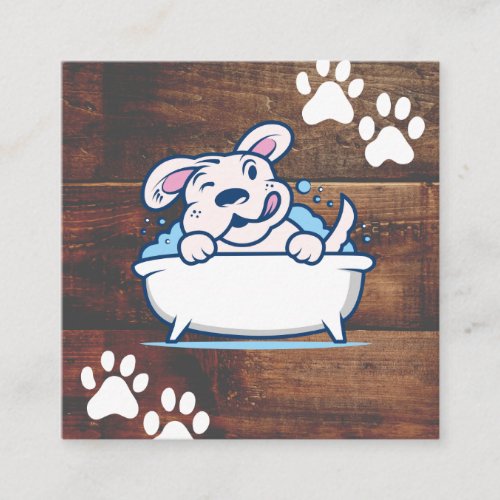 Dog Wash  Paws  Wood Boards Square Business Card