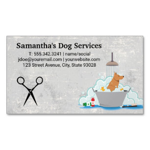 Dog Wash   Shears Business Card Magnet