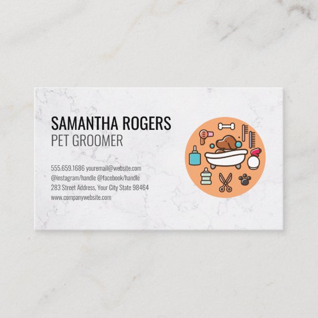 Dog Wash Shower Icon Appointment Card (Front)