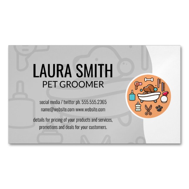 Dog Wash Shower Icon Business Card Magnet (Front)