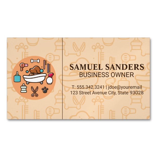 Dog Wash Shower Icon Business Card Magnet (Front)
