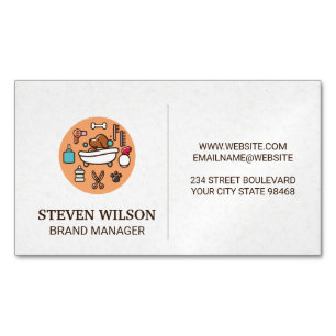 Dog Wash Shower Icon   Paper Texture Background Business Card Magnet