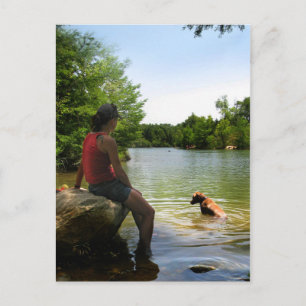 Dog watching at Ladybird Lake - Austin Texas Postcard