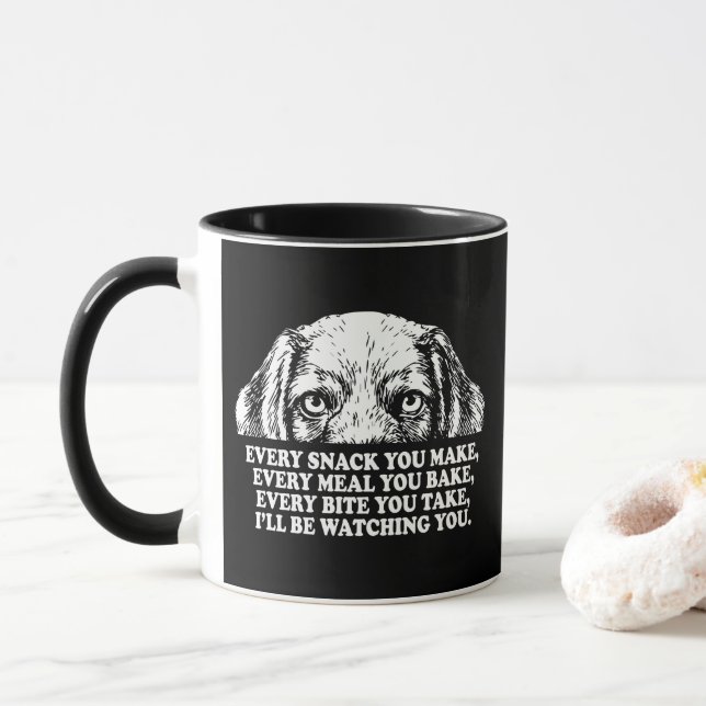 Dog Watching Snack Meal Bite Mug (With Donut)