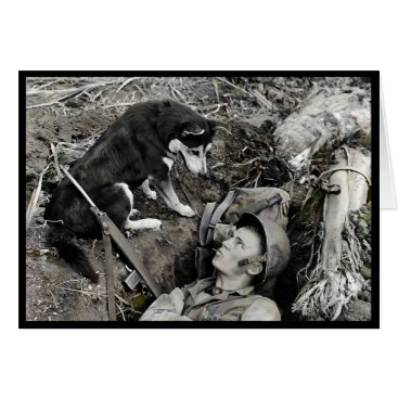 Dog Watching Soldier in His Foxhole Card Dog Watching Soldier in His Foxhole Card