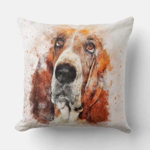 Dog watercolor portrait throw pillow