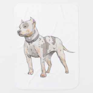 Dog Watercolor Sketch Pit Bull Terrier Stroller Blanket