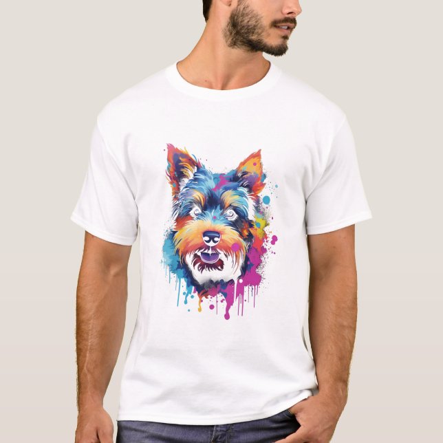 Dog Watercolour Cute Funny T-Shirt (Front)