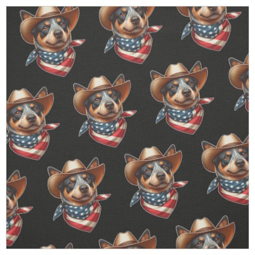 Dog Wearing a Hat and American Flag Bandana Fabric