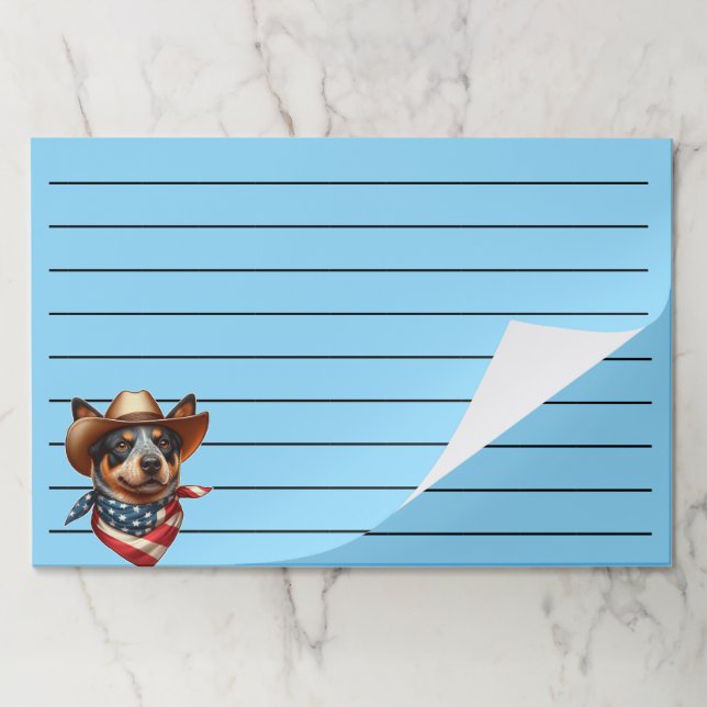 Dog Wearing a Hat and American Flag Bandana Paper Pad (Folded)