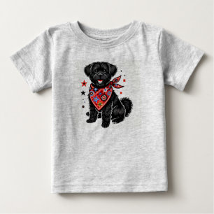 Dog Wearing a Red Bandana with Starry Patterns Baby T-Shirt