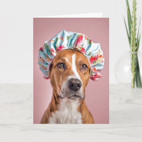 Dog Wearing a Shower Cap  Card