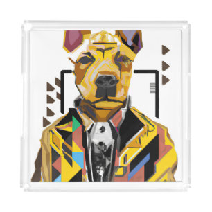 Dog Wearing a Suit: Digital Art Acrylic Tray