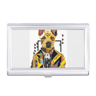 Dog Wearing a Suit: Digital Art Business Card Case