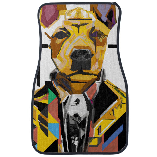 Dog Wearing a Suit: Digital Art Car Floor Mat (Front)