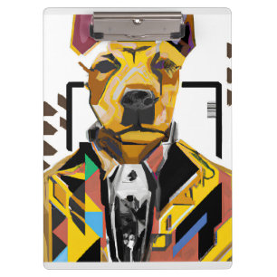 Dog Wearing a Suit: Digital Art Clipboard