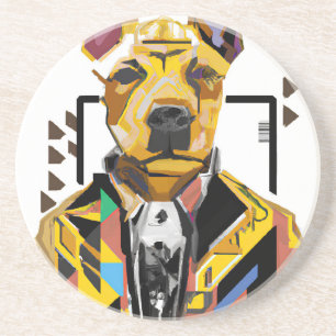 Dog Wearing a Suit: Digital Art Coaster