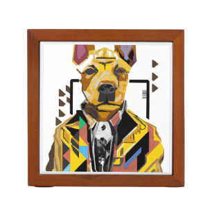 Dog Wearing a Suit: Digital Art Desk Organizer