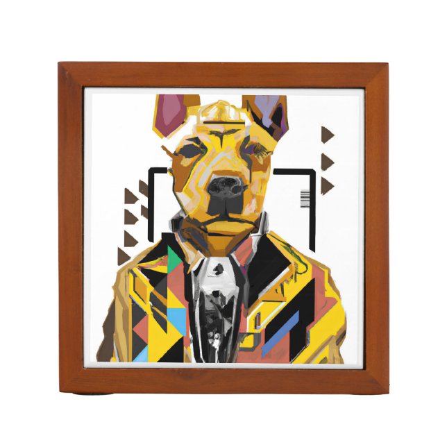 Dog Wearing a Suit: Digital Art Desk Organizer (Front)